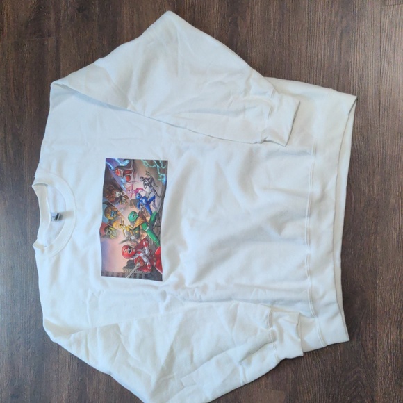 Gildan Heavy Blend Men's Size XL White Power Rangers Graphic Crewneck Sweatshirt - Picture 4 of 6